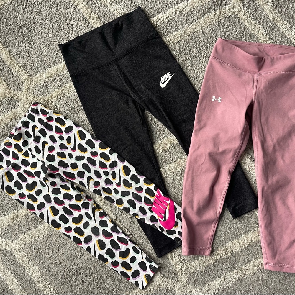 Under Armour Pink and Black Kids Leggings